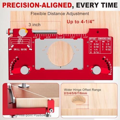 Metal Concealed Hinge Jig with Built-in Screw Hole Guide, Cabinet Hinge Jig