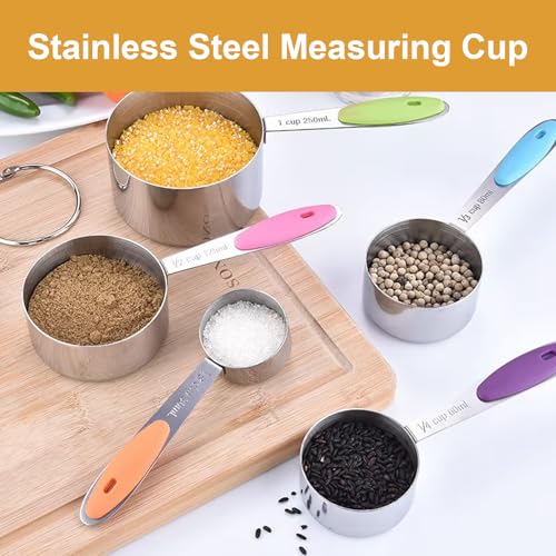 Stainless steel 8 piece dry measuring cups set metal baking cooking