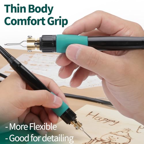 YIHUA 939-V Wood Burning Pen Wood Burning Kit with 23 Wire Nibs, Detachable Wood Burning Pen, 6 Wood Pieces, 6 Stencils, Tweezers Used as Wood Burning Tool