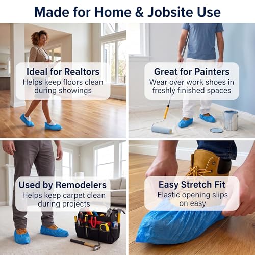INNOVATIVE HAUS Blue Waterproof Disposable Booties, Shoe Covers, XL