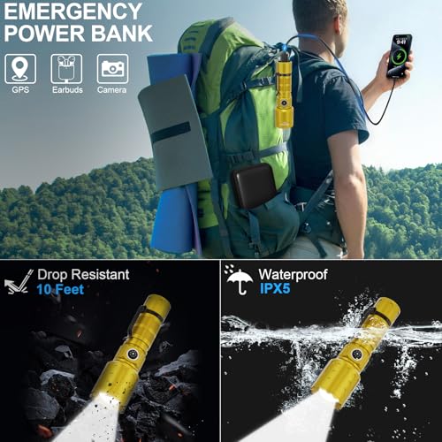 Rechargeable Flashlights High Lumens,Super Bright Small Powerful Flashlight - color: Yellow Gold