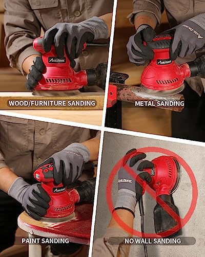 AVID POWER 5” Random Orbital Sander Electric Sander Tool 6 Variable Speeds - color: Dark Red