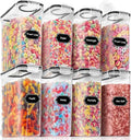 PRAKI Cereal Containers Storage Set (4L,135.2 Oz), 8PCS Airtight Food Storage Containers with Lids for Kitchen & Pantry Organizers and Storage, Cereal Dispensers with 20 labels, Measuring Cup & Marker
