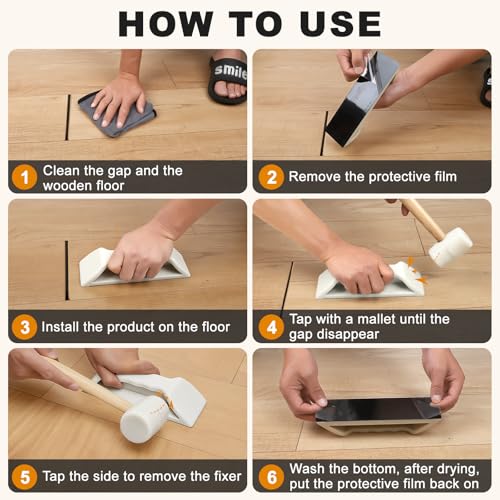 Floor Gap Fixer Tool Kit, Nylon Mallet & Plank Grabber, Laminate Repair - style: Plank Grabber with Rubber Hammer