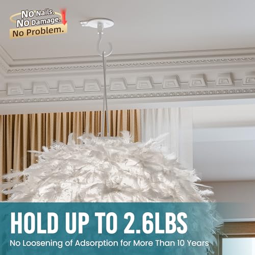 TAILI Adhesive Ceiling Hooks for Hanging Plants, No-Drill 4 Pack White - color: White, size: 4x Large