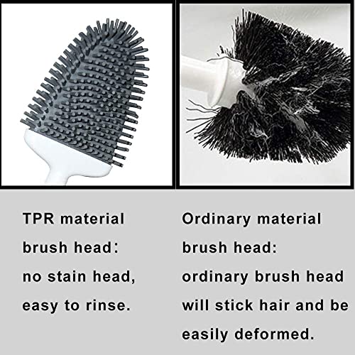 Sellemer Silicone Toilet Brush, Ventilation Slots Base Holder 2 Pack Silver - color: Silver-2pcs