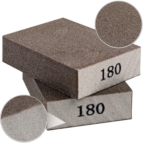 Romeda 8-Pack Sandpaper Block, 180 Grits Washable and Reusable Handmade Sanding Sponge, Drywall Sandpaper Blocks for Wooden Drywall Sheetrock and Metal Glazing - color: 180 Grits, size: 8-Pack