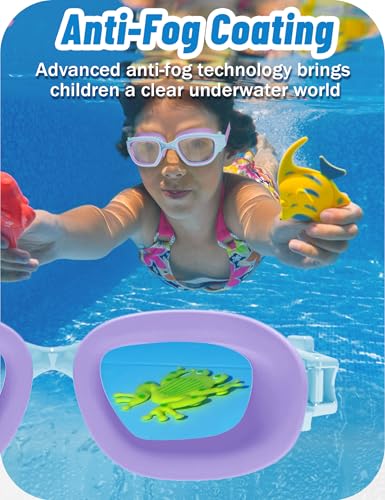 Vvinca Kids Swim Goggles, Swimming Goggles for Kids 3-14 Anti-Fog UV Protection No Leak Pool Glasses for Boys Girls - color: 13- Pink & Purple