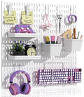 AKTOP Plastic Peg Board Wall Organizer 4-Pack, 12"x12" Pegboard Kit, White - color: 12inch Pegboard Kit-White