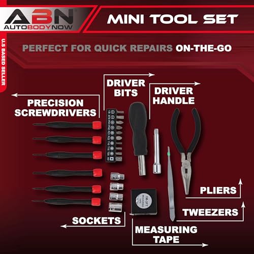 ABN 25-Piece Tri-Fold Mini Tool Set for Dorm, Travel, Office, Home Tool Kit with Case - Basic Tool Set for Home Repairs