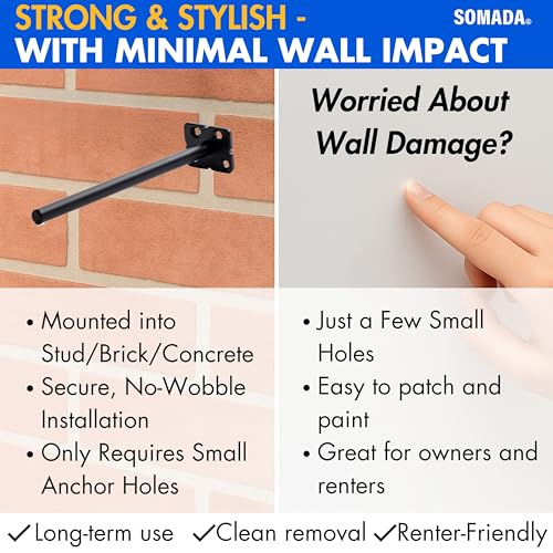 SOMADA Floating Shelf Brackets 8-Inch, 4-Pack Invisible Heavy Duty