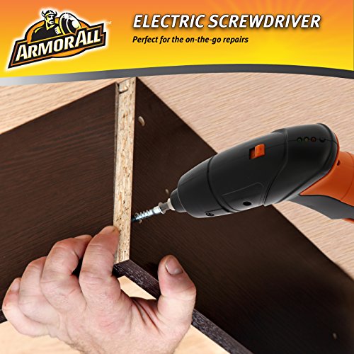 Armor All Electric Screwdriver Cordless Kit, Lithium Power Rechargeable 4.8-Volt, Best, Bits, With Case