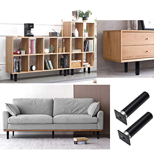 4-Pack Adjustable Aluminum Alloy Furniture Legs 6" Height Black - color: Black, size: 6 Inch