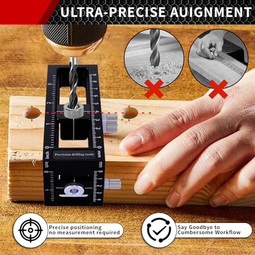 2-in-1 Auto Centering Dowel Drilling Jig with 8 Size Drill Bushings 3-10mm - color: Black
