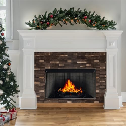 StyloVue 20 Sheets Peel and Stick Backsplash for Kitchen, Dark Brown with Metal Gold Look Stick on Tile Upgrade Your Kitchen Backsplash, RV, Fireplace - color: Dark Brown With Metal Gold
