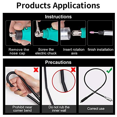 42 Inch Flexible Flex Shaft Extension Cord, Universal Rotary Grinder Tool Universal Collets Electric Grinding Accessories Extension Cords Multi-Purpose Mini Die Grinder Rotary Tool Accessory