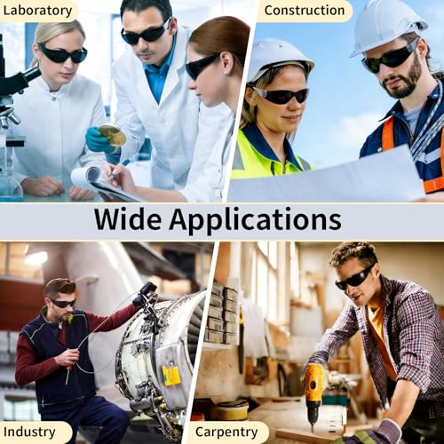 10 Pack Safety Glasses for Men Women, ANSI Z87.1 Certified - color: Black
