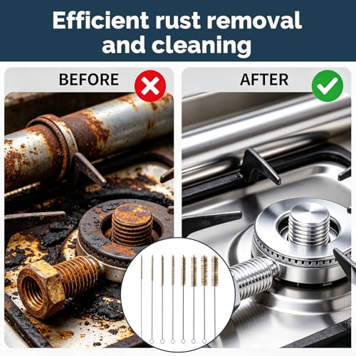 16 Pcs Pipe Wire Brush, 12 Inch Brass & Stainless Steel Tube Cleaning Brush, 8-Size Cleaner Brushes for Cleaning Pipes,Narrow Spaces, Engine Parts (8 Yellow 8 Silver)
