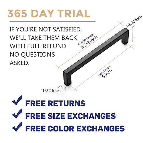 Ravinte Matte Black Cabinet Handles Slim Cabinet Pulls, 5 Inch CC, 40 Pack - color: Black