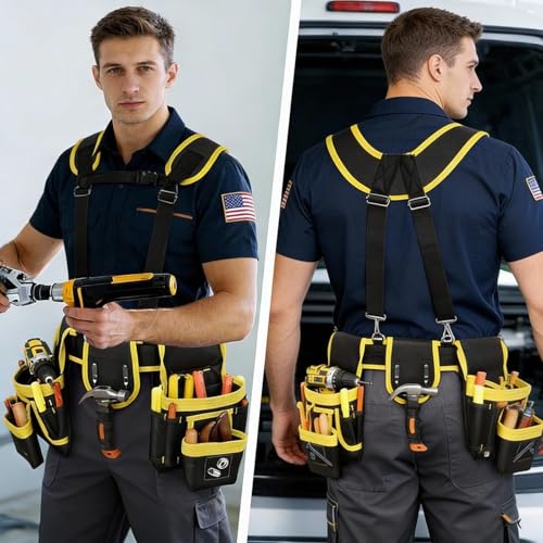 Magnetic Tool Belt, Heavy Duty Tool Pouch for men Magnet Holster Nail Utility Toolbelt Adjustable Waist Holder for Handyman Contractor (Yellow) - color: Yellow