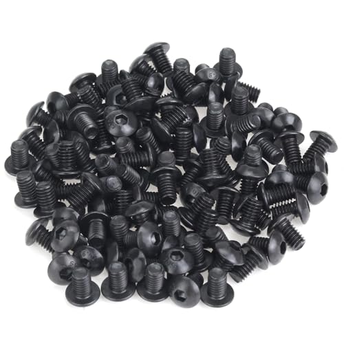 105 Pieces M4 x 6mm Button Head Socket Cap Screws, Thread Pitch 0.7mm, Sutemribor M4 Black Screws, 10.9 Grade Alloy Steel, Black Oxide Finish, Fully Threaded - size: M4 x 6mm, style: Button Head