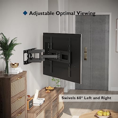 BONTEC Full Motion TV Wall Mountfor 23-70 Inch TVs, Swivel Tilt Dual Arms - size: 23-70 Inch