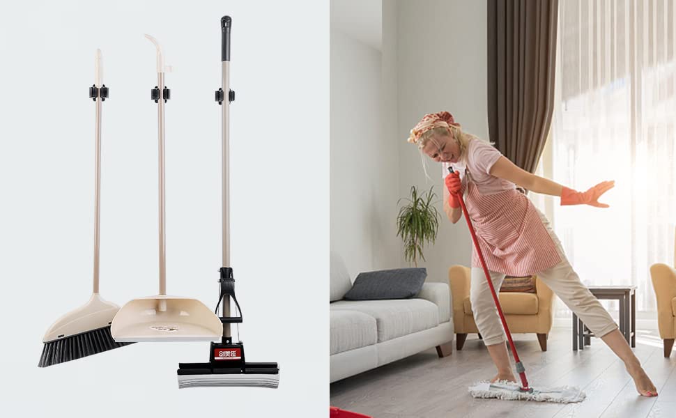 JAMEND CLXP 12PCS Broom and Mop Holder, Heavy Duty Garden Tool Organizer Rack Rake and Shovel Handle, Stainless Steel Mop Hanger. Wall Mounted with Screws.Matte Black - color: Matte Black, size: 12