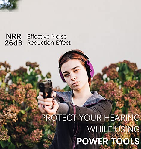 PROHEAR 016 Ear Protection Safety Earmuffs for Shooting, NRR 26dB Noise Reduction Slim Passive Hearing Protector with Low-Profile Earcups, Compact Foldable Ear Defenders for Gun Range, Hunting (Pink) - style: Passive – Pink