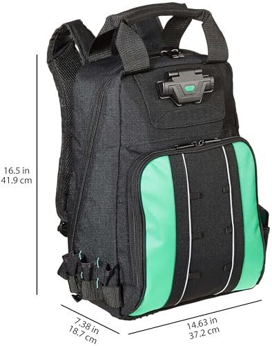 Amazon Basics Tool Backpack with LED Light, 55 Pockets, Padded Shoulder Straps, Tool Storage Bag, Black - size: Backpack