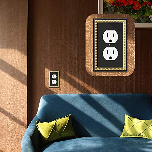 Pearled Frame Decorative Wall Plate Switch Plate Outlet Cover (Single Duplex 2PK, Black & Dark Golden) - style: Single Duplex 2PK