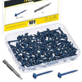 100Pcs Pocket Hole Screws, #8 x 1 Anti-Rust Blue Coated Exterior Wood Screws, Coarse Thread Washer Head Square Drive, 50MM Drive Bit Included - size: #8 x 1"