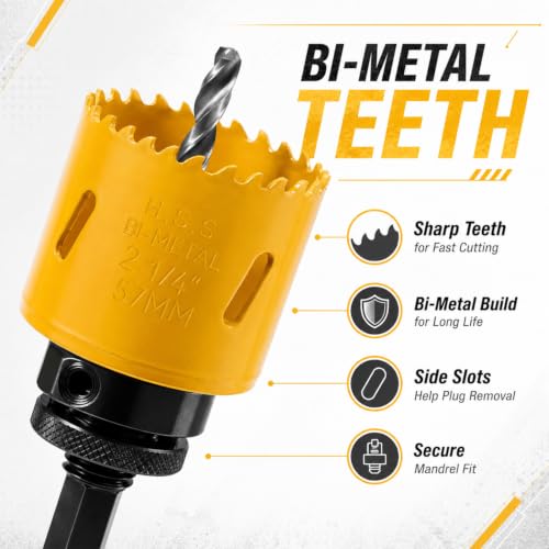 KATA 18 Piece Bi Metal Hole Saw Kit 3/4"-2-1/2" for Wood Metal PVC Drywall - color: 18PCS-L