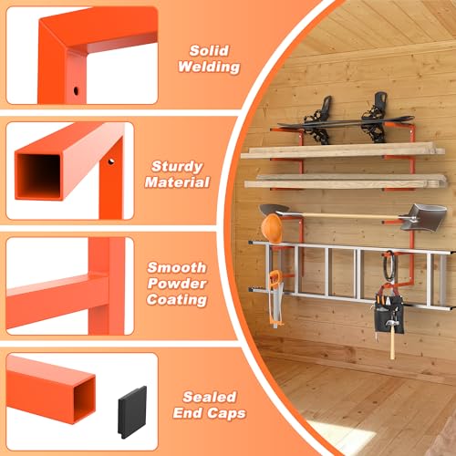 Ultrawall Lumber Storage Rack, Wall Mount Wood Storage Racks - color: Orange