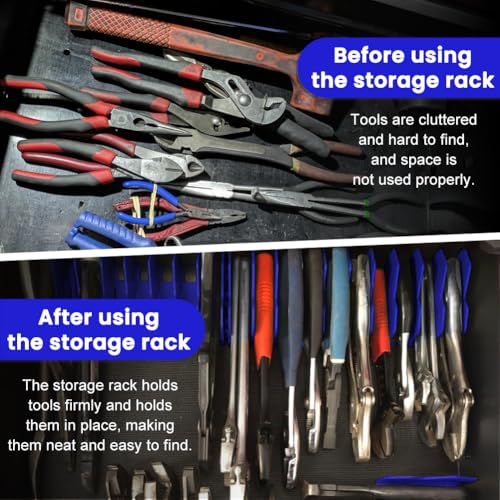 Pliers Organizer 2‑Pack, Expandable 20‑Slot Tool Rack - color: blue