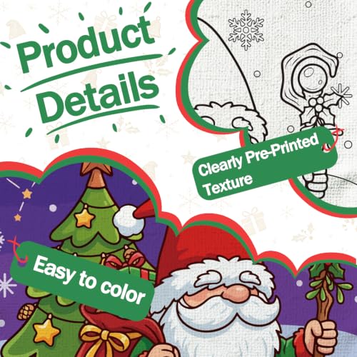 12 Packs Christmas Pre Drawn Canvas to Paint， 6” X 6” Pre Printed Canvas Boards, Pre Stretched Outline Painting Kits for Beginners, Adults, Party Favors & Romantic Craft Activities