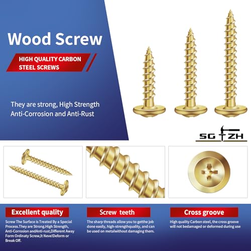 #8 x 3/4" Wood Screw 500Pcs Alloy Steel Standard Thread Truss Head Fast Self Tapping by SG TZH - size: #8 x 3/4"