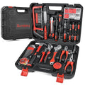 Sundpey 148 Pcs Portable Basic Hand Repair Home Tool Kit Set with Case Red - color: Red