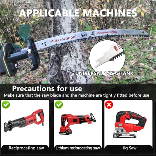 12 Inch Arc Edge Reciprocating Saw Blade with U-Groove Chip Removal Design, 7TPI Japanese Teeth with Arc-Curved Saw Blades for Wood Pruning, Tree Trimming & Wood Cutting, 3‑Pack - size: 12 Inch
