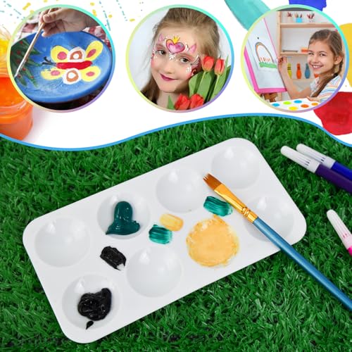 3 PCS Rectangular Paint Tray Palettes for Kids,Plastic Paint with 8 Wells - color: 3pcs White