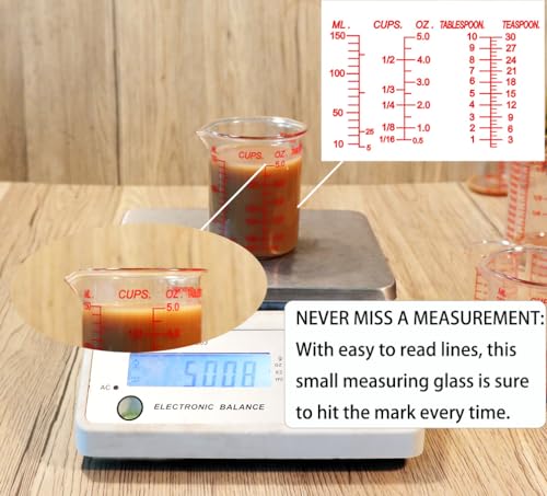 Ackers BORO3.3 Glass Measuring Cup, V-Shaped Spout, 150 mL / 5 oz, Single - size: 150 ML (5 Oz)-SINGLE