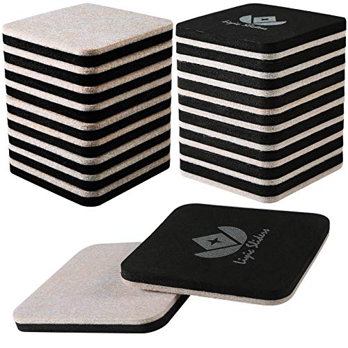 20 Pack 3in.Square Felt Sliders for Hard Surfaces - Heavy Duty Furniture Moving Sliders