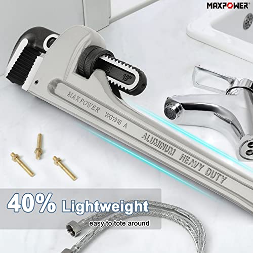 MAXPOWER Pipe Wrench Set 10" 14" 18", with 1" 2" 2.5" Jaw Capacity - size: 10, 14, 18-inch, style: Straight Pipe Wrench