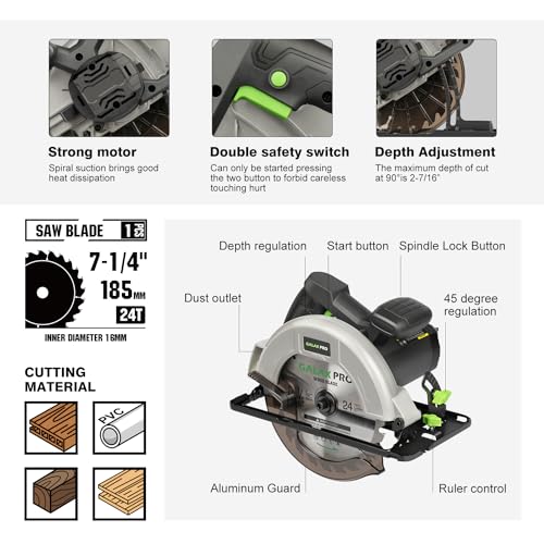 GALAX PRO 11A Circular Saw,Dust Collection,185mm Blade Adjustable Bevel - style: 11A Corded Circular Saw
