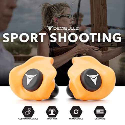 Decibullz Custom Molded Ear Plugs 31dB NRR Shooting Ear Protection (Orange) - color: Orange
