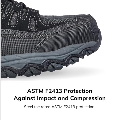 Skechers Men's Cankton Steel Toe Lace Up - color: Black/Charcoal, size: 8