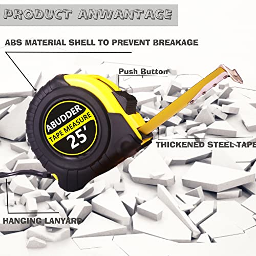 3 PackTape Measure,Easy Read Measuring Tape Retractable with Fractions 1/8, Measurement Tape - color: Yellow 1