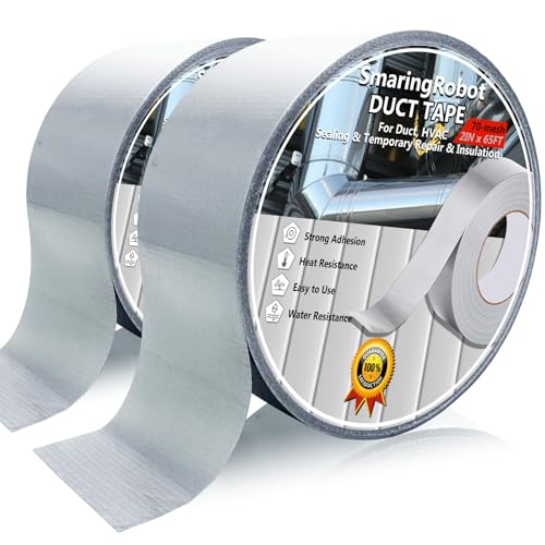 2 Pack Duct Tape Heavy Duty, Waterproof, Heat Resistant, Strong Adhesive Packaging Tape for HVAC, Home Improvement, Outdoor, Packing Boxes, Pipe Insulation, Window Sealing (21 Yards x 2 Inch) - size: 2 Rolls, 2" x 21 Yds