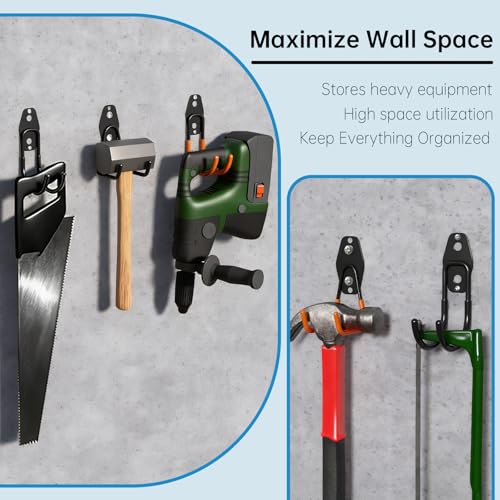 GeeWatom 2 Pack Garage Storage Utility Hooks，Garage Garden Tool Organizer，Steel Wall Mount Hooks, Garden Small U Hooks (Matte Black) - color: Matte Black