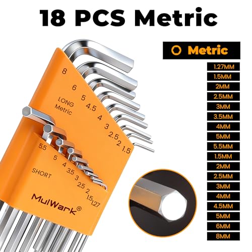 MULWARK Allen Wrench set Metric & SAE with Torx, Allen Key And Hex Key Tool Kit, Chrome Vanadium Steel, Bike Repair DIY Hand Tools, 46 Pcs - style: 46pcs Mertic SAE TORX