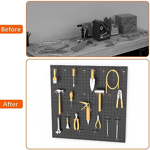 WALMANN 2 PCS 12x24 in Pegboard Panels, 24x24 in Tools Pegboards, Black - color: Black 12"*24", size: 24"*24"